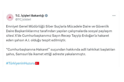 Sosyal medyada Cumhurbaşkanına hakaret eden kişi yakalandı