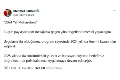 Bakan Şimşek'ten 2024 yılı muhasebesi