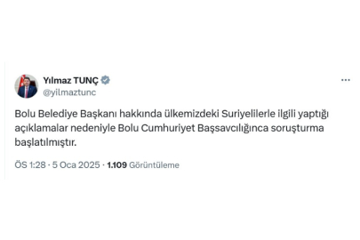 Bakan Tunç: Bolu Belediye Başkanı hakkında soruşturma başlatıldı