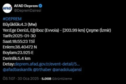 Ege'de 4.3 ile korkutan deprem